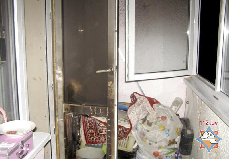 Пожар на балконе частной квартиры в Горках